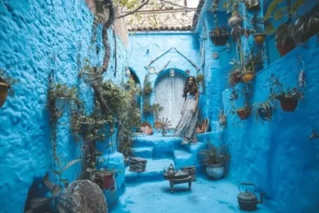 Chefchaouen Morocco to Marrakech journey featuring the iconic blue-washed streets, capturing the charm and culture of Morocco.